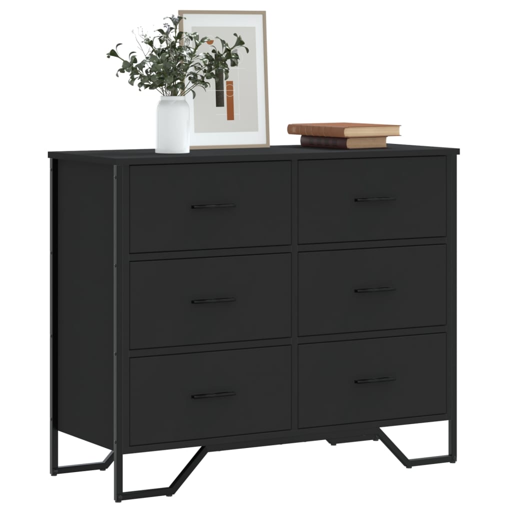 Kommode Svart 91X35,5X74,5 Cm Konstruert Tre