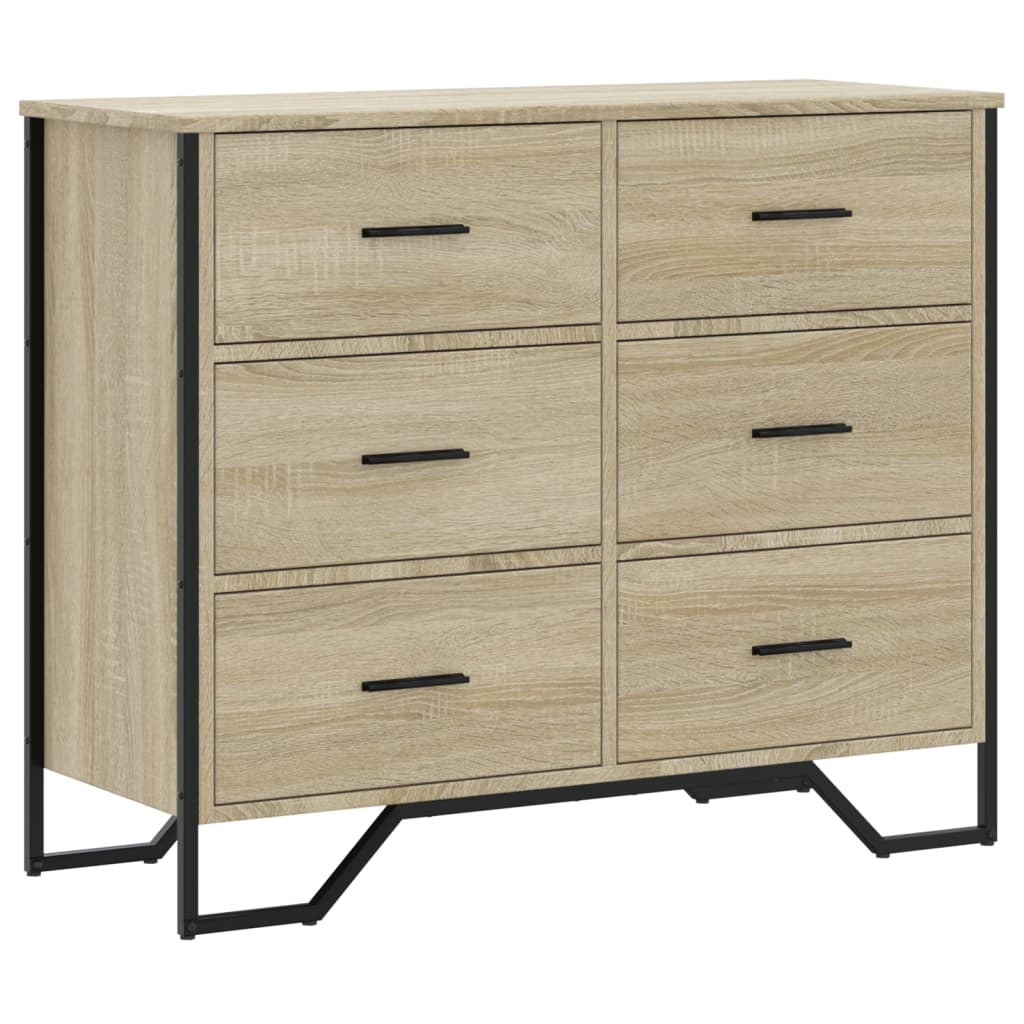 Kommode Sonoma Eik 91X35,5X74,5 Cm Konstruert Tre
