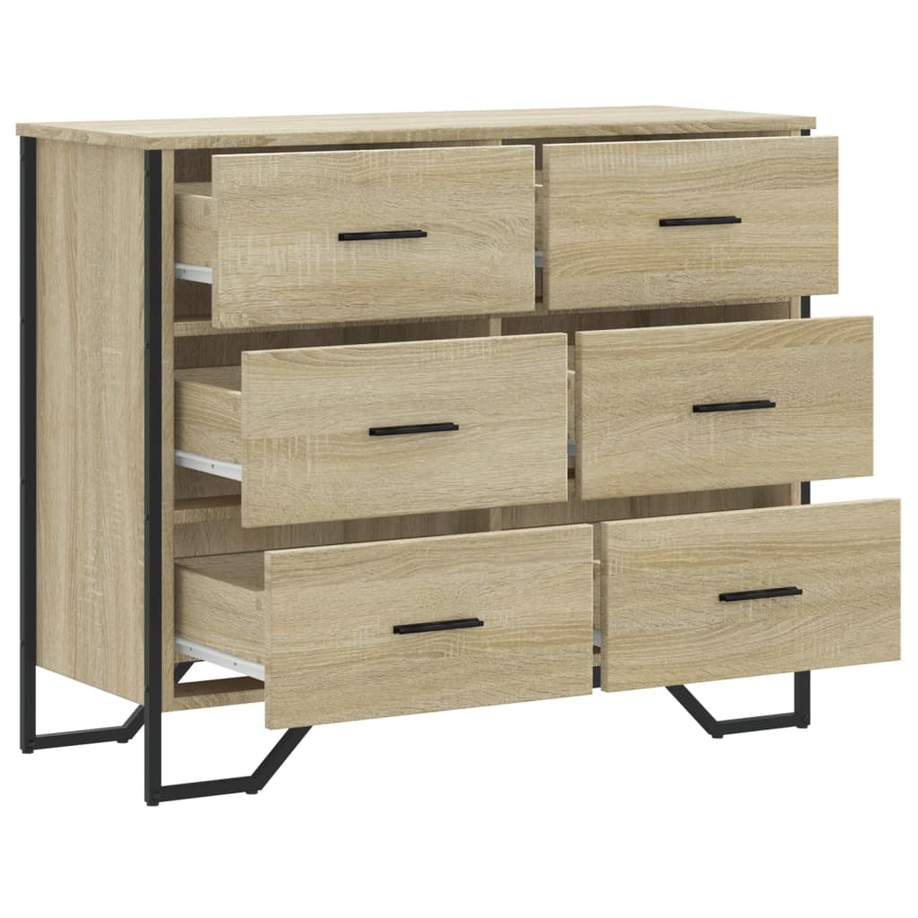 Kommode Sonoma Eik 91X35,5X74,5 Cm Konstruert Tre
