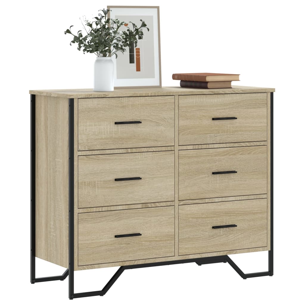 Kommode Sonoma Eik 91X35,5X74,5 Cm Konstruert Tre
