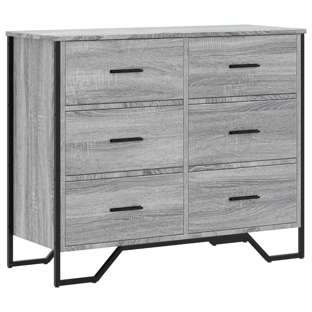 Kommode Grå Sonoma 91X35,5X74,5 Cm Konstruert Tre