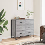 Kommode Grå Sonoma 91X35,5X74,5 Cm Konstruert Tre