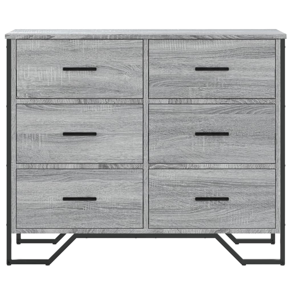 Kommode Grå Sonoma 91X35,5X74,5 Cm Konstruert Tre