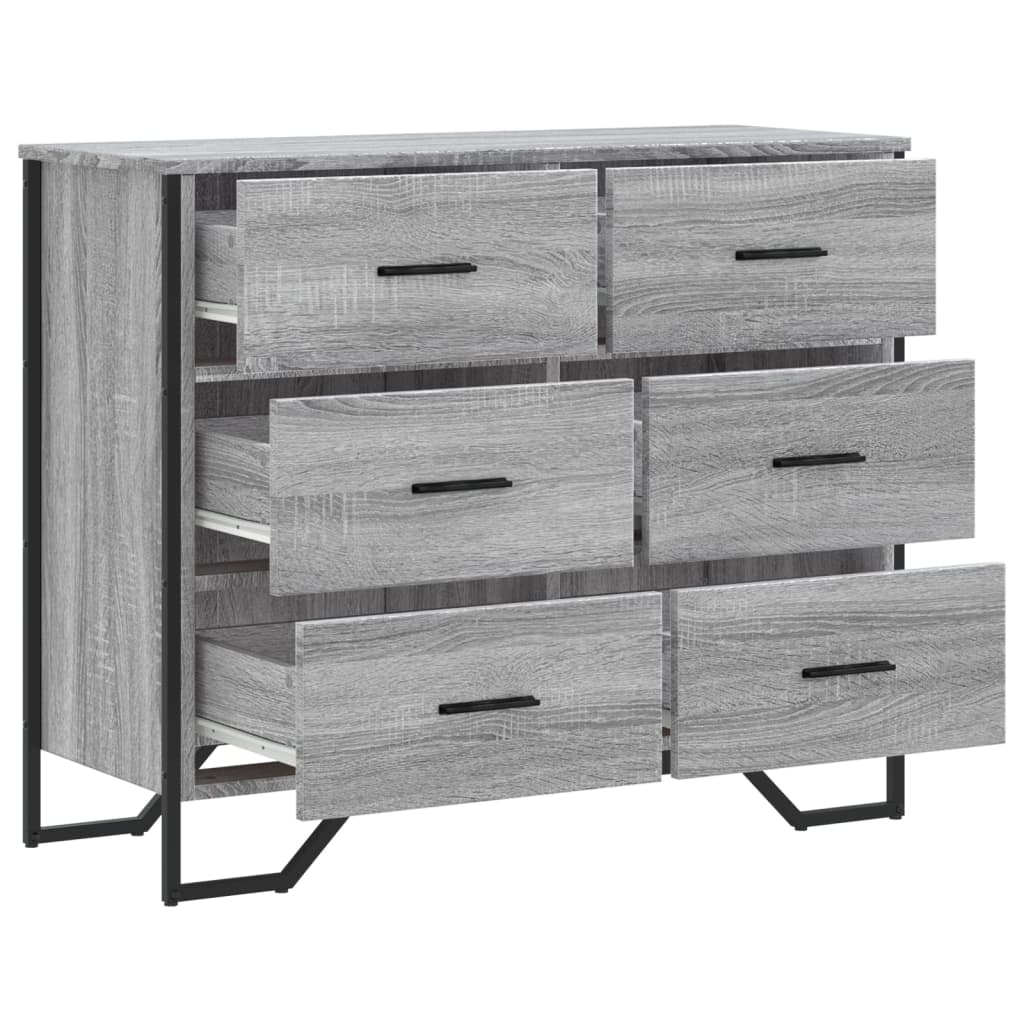 Kommode Grå Sonoma 91X35,5X74,5 Cm Konstruert Tre