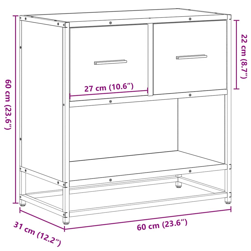 Nattbord Sonoma Eik 60X31X60 Cm Konstruert Tre Og Metall