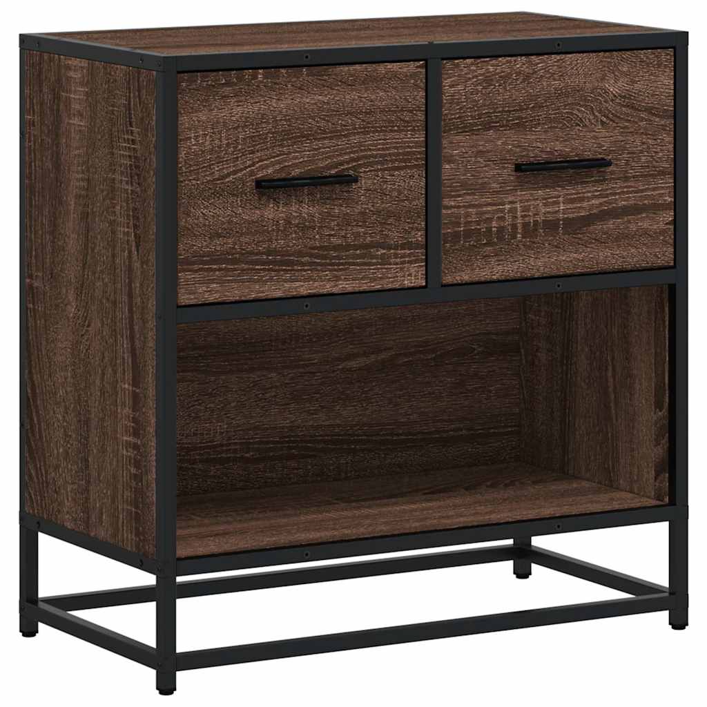 Nattbord Brun Eik 60X31X60 Cm Konstruert Tre Og Metall