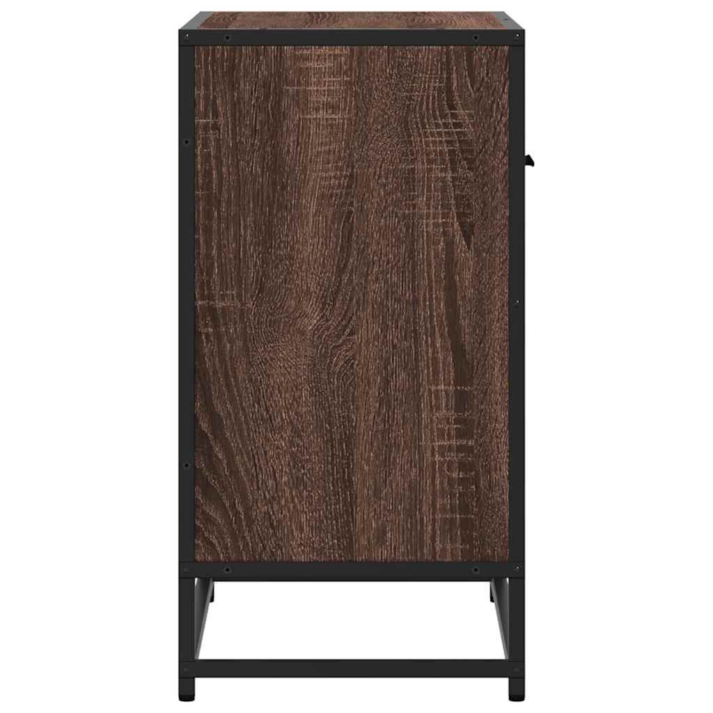 Nattbord Brun Eik 60X31X60 Cm Konstruert Tre Og Metall