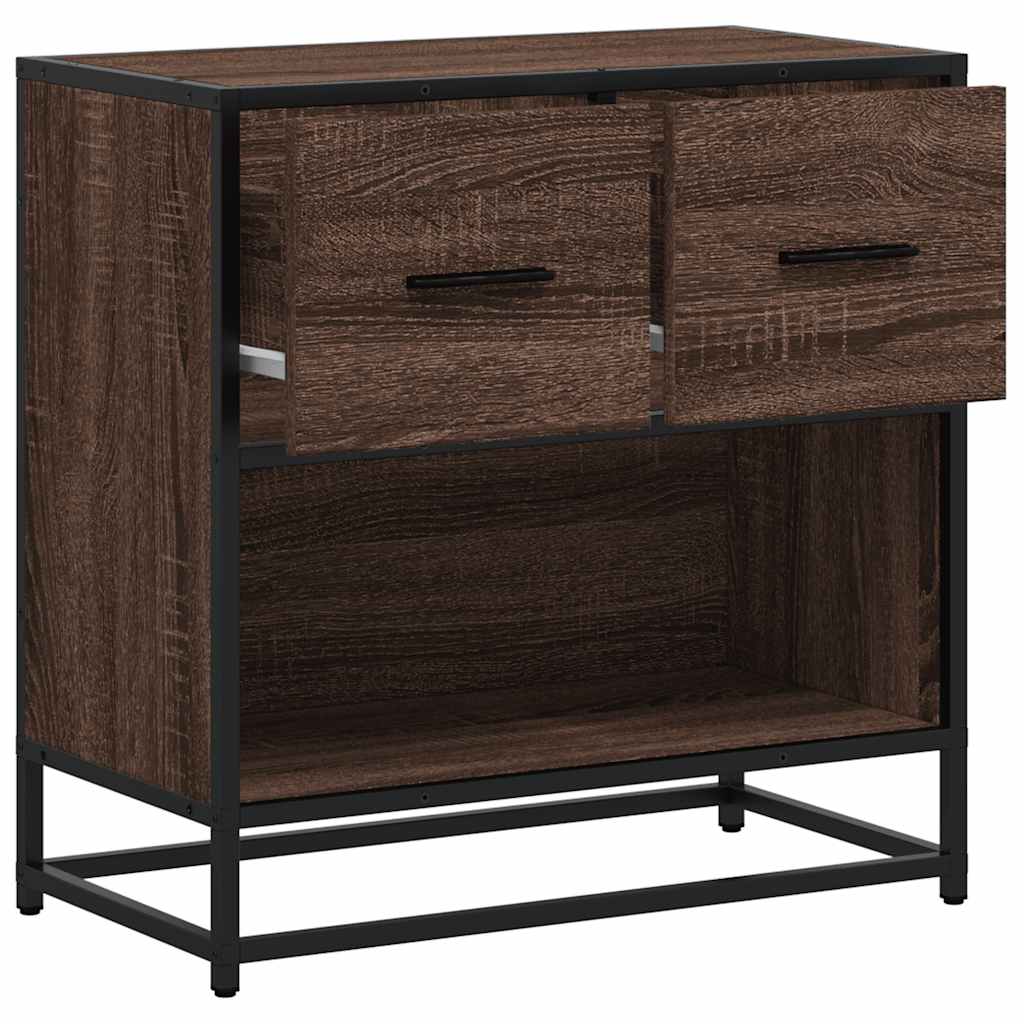 Nattbord Brun Eik 60X31X60 Cm Konstruert Tre Og Metall