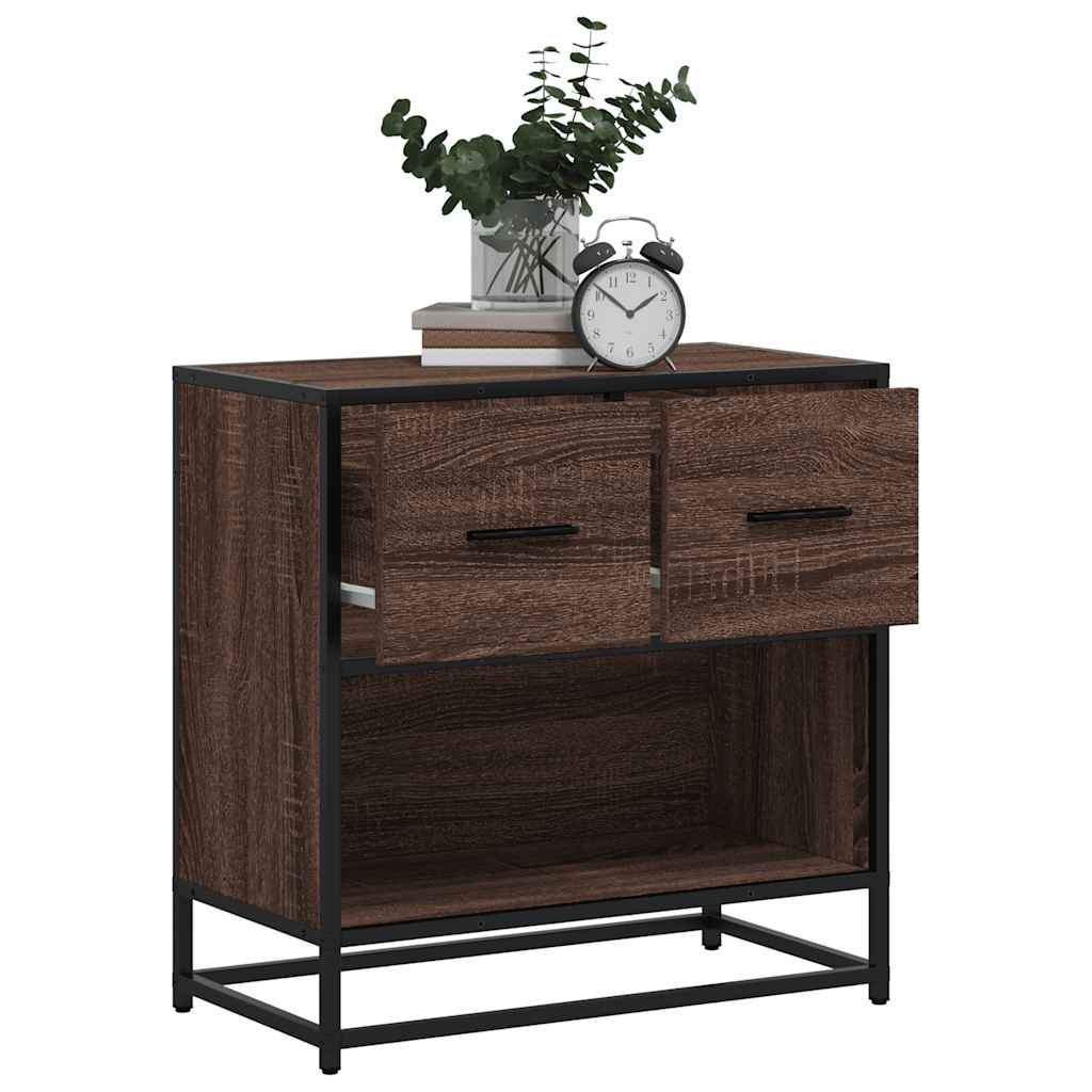 Nattbord Brun Eik 60X31X60 Cm Konstruert Tre Og Metall