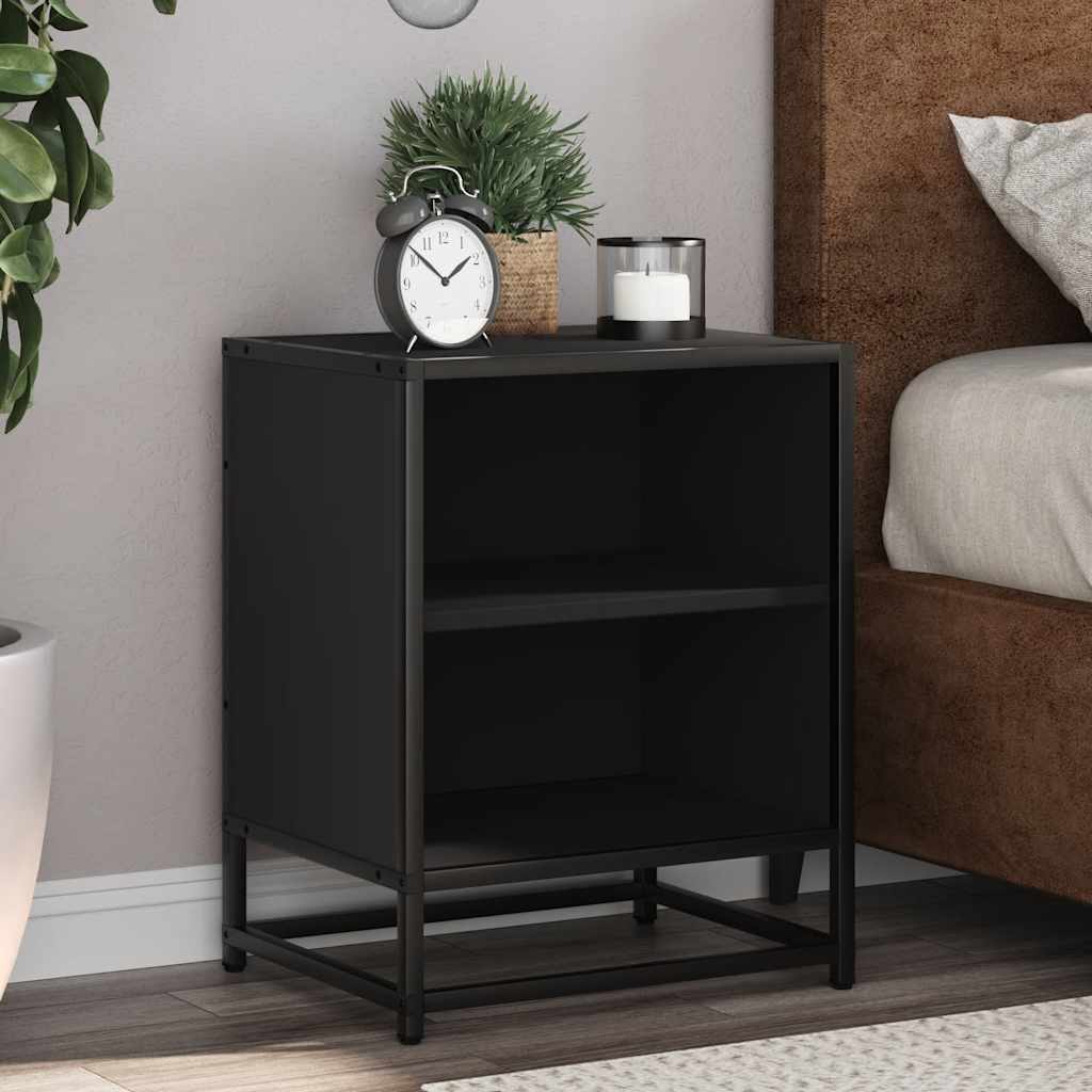 Nattbord Svart 40X31X50 Cm Heltre Furu Og Metall