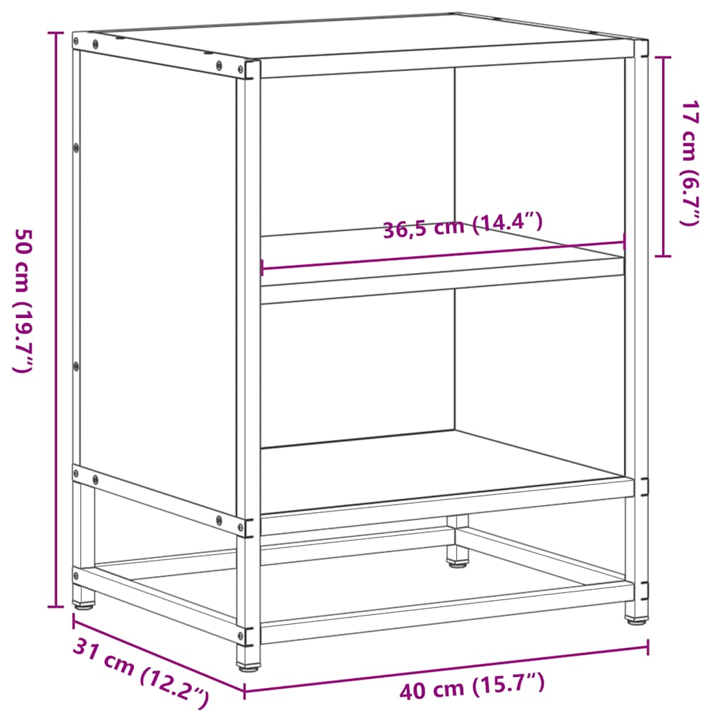 Nattbord Svart 40X31X50 Cm Heltre Furu Og Metall