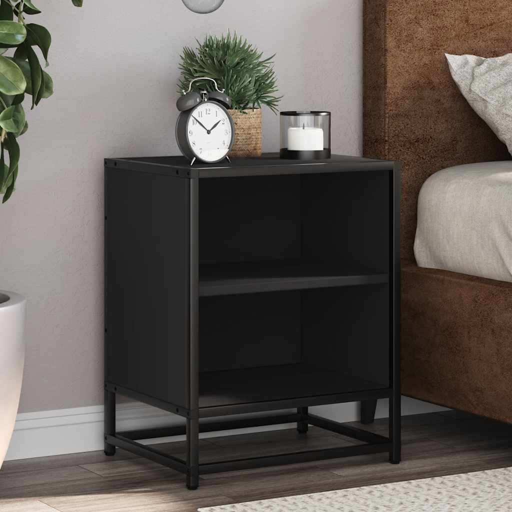 Nattbord Svart 40X31X50 Cm Heltre Furu Og Metall