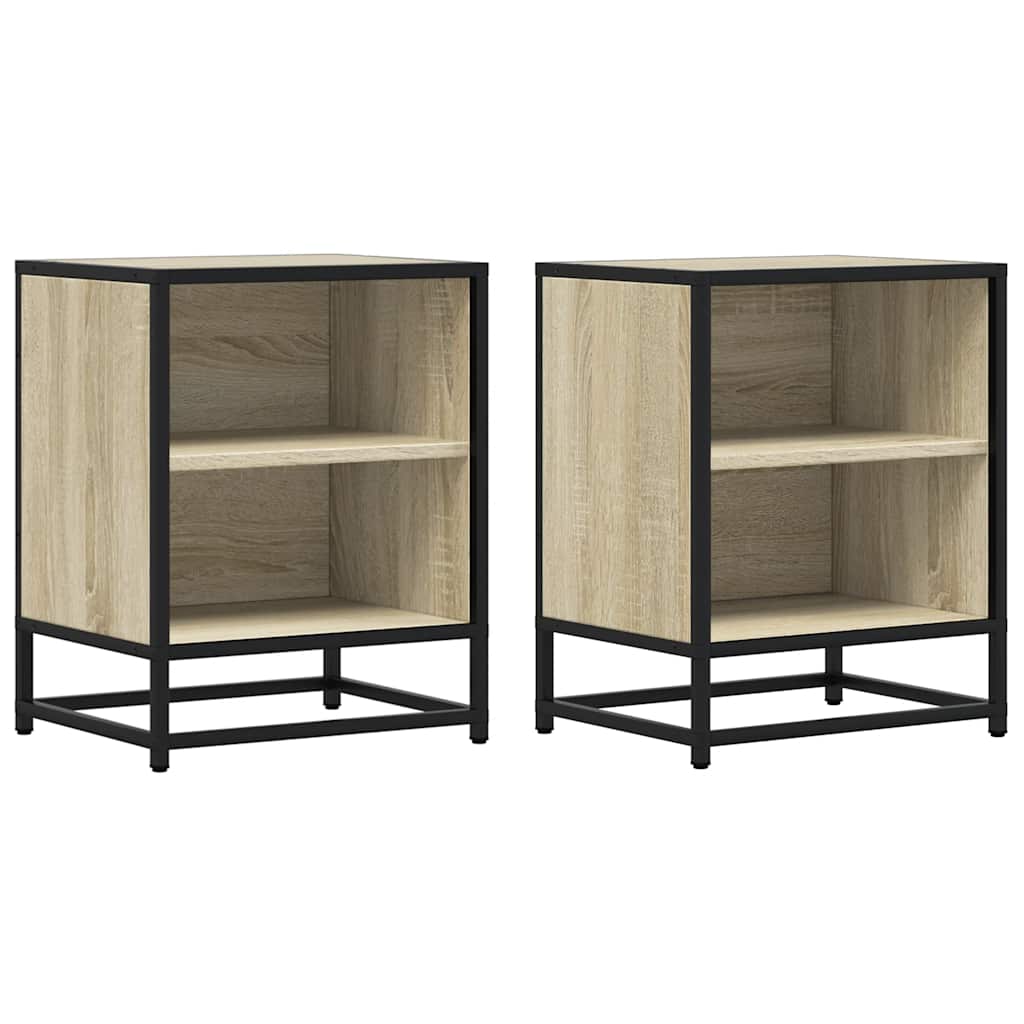 Nattbord 2 Stk Sonoma Eik 40X31X50 Cm Konstruert Tre Og Metall