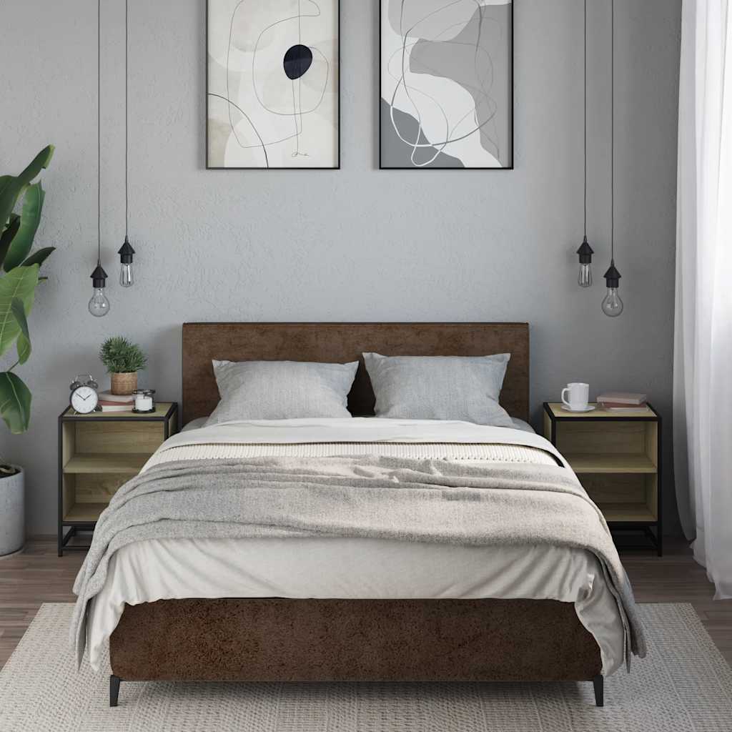Nattbord 2 Stk Sonoma Eik 40X31X50 Cm Konstruert Tre Og Metall