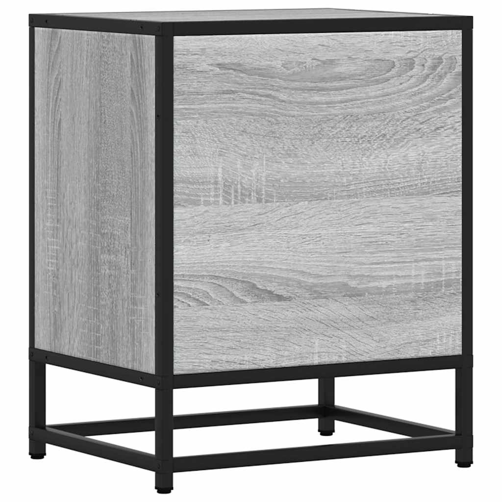 Nattbord 2 Stk Grå Sonoma 40X31X50 Cm Konstruert Tre Og Metall