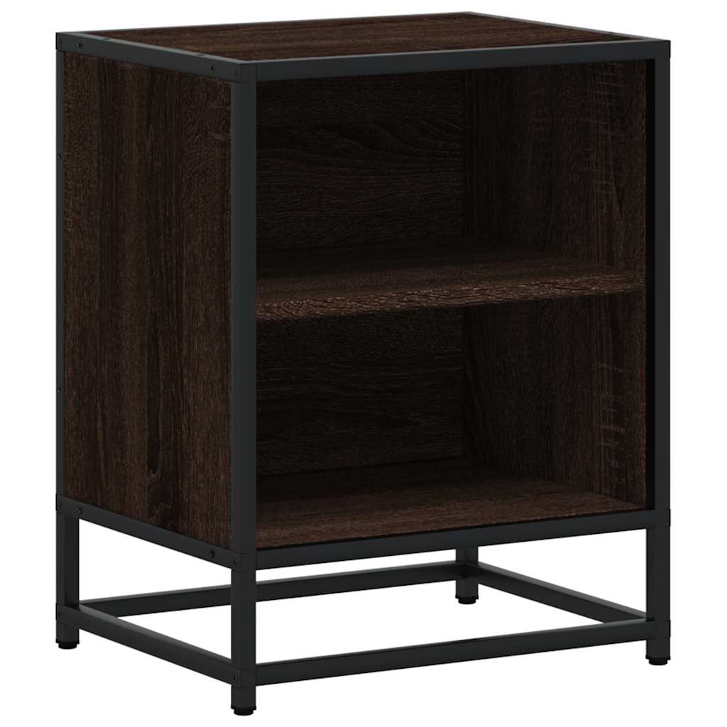 Nattbord 2 Stk Brun Eik 40X31X50 Cm Konstruert Tre Og Metall