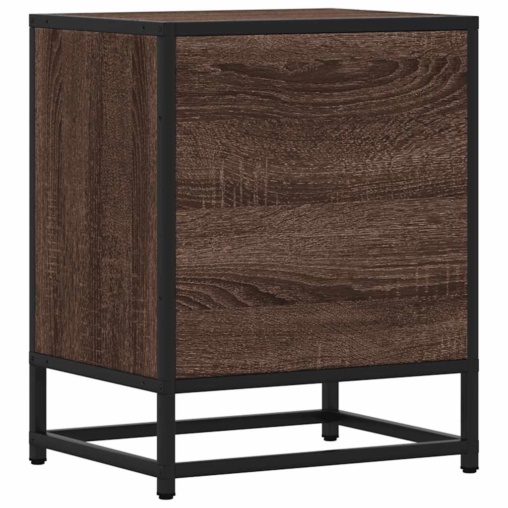 Nattbord 2 Stk Brun Eik 40X31X50 Cm Konstruert Tre Og Metall