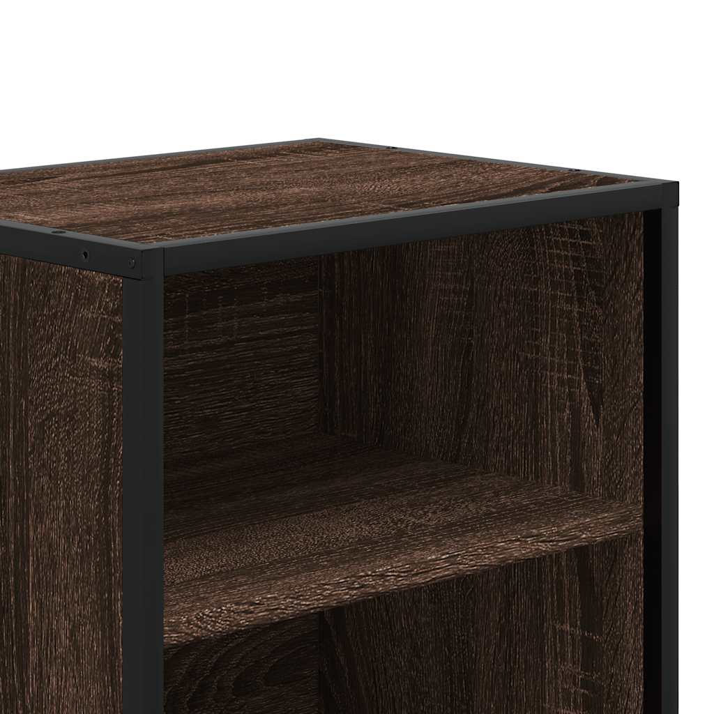 Nattbord 2 Stk Brun Eik 40X31X50 Cm Konstruert Tre Og Metall