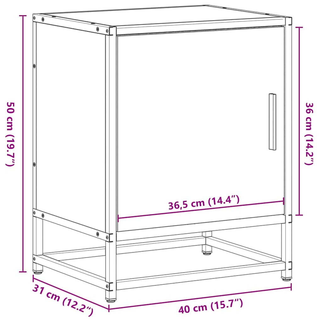 Nattbord Svart 40X31X50 Cm Heltre Furu Og Metall