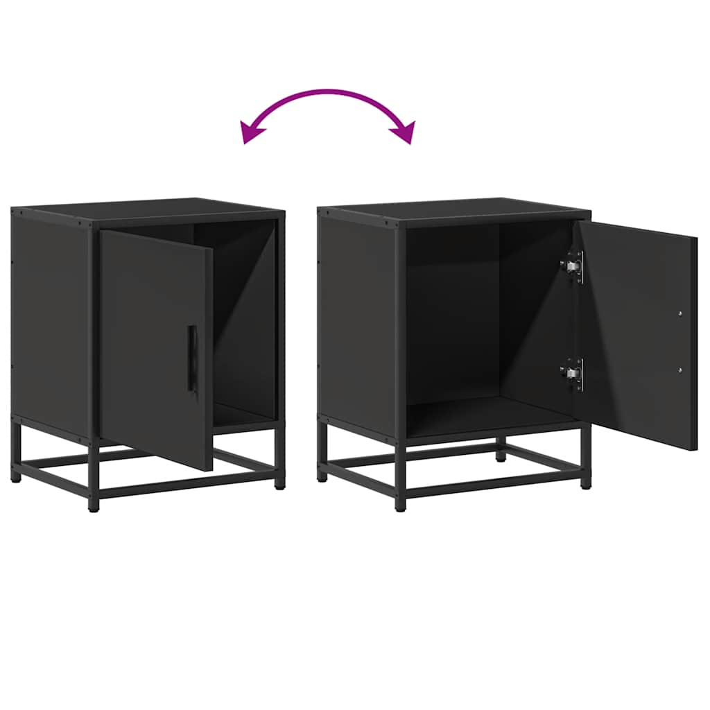 Nattbord Svart 40X31X50 Cm Heltre Furu Og Metall
