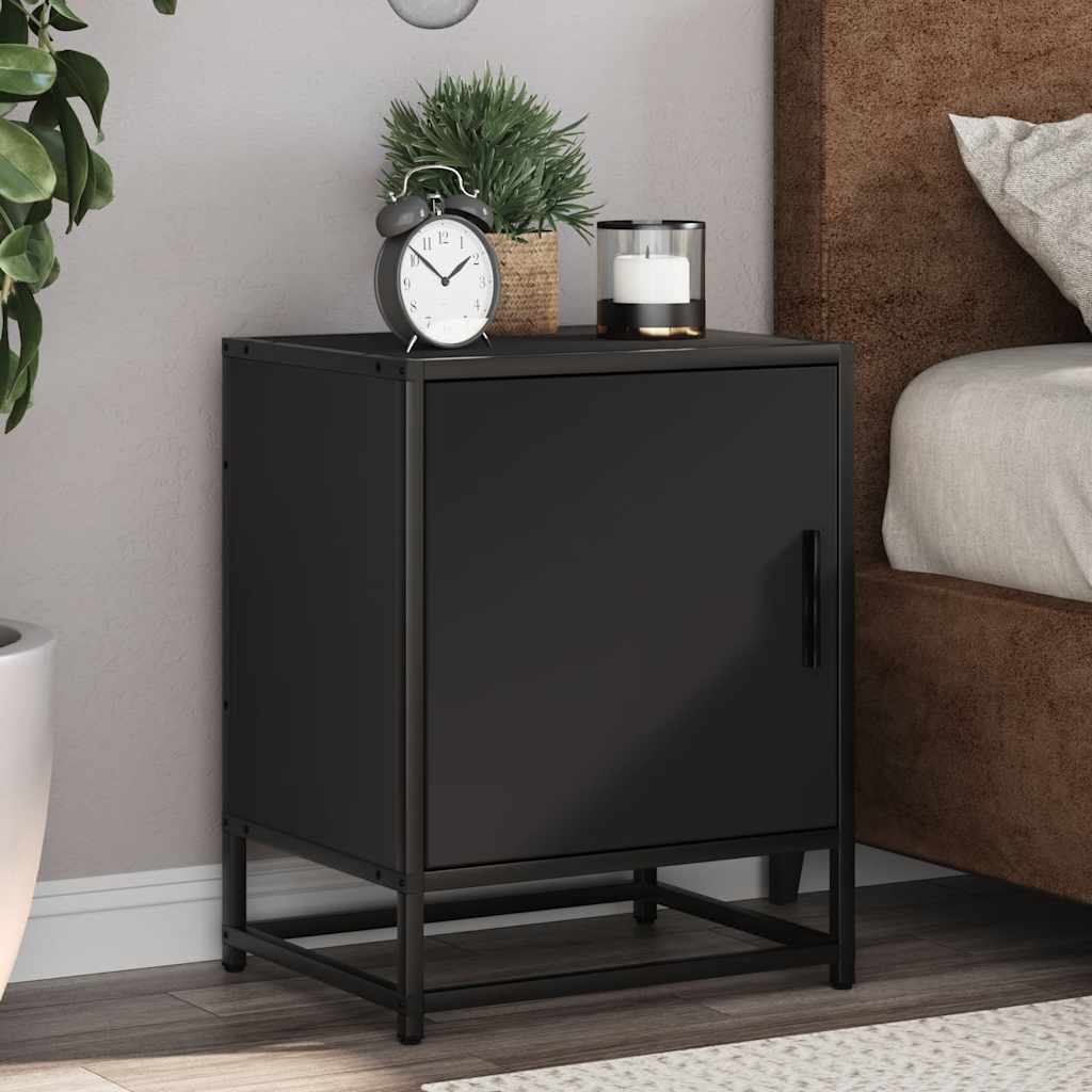 Nattbord Svart 40X31X50 Cm Heltre Furu Og Metall
