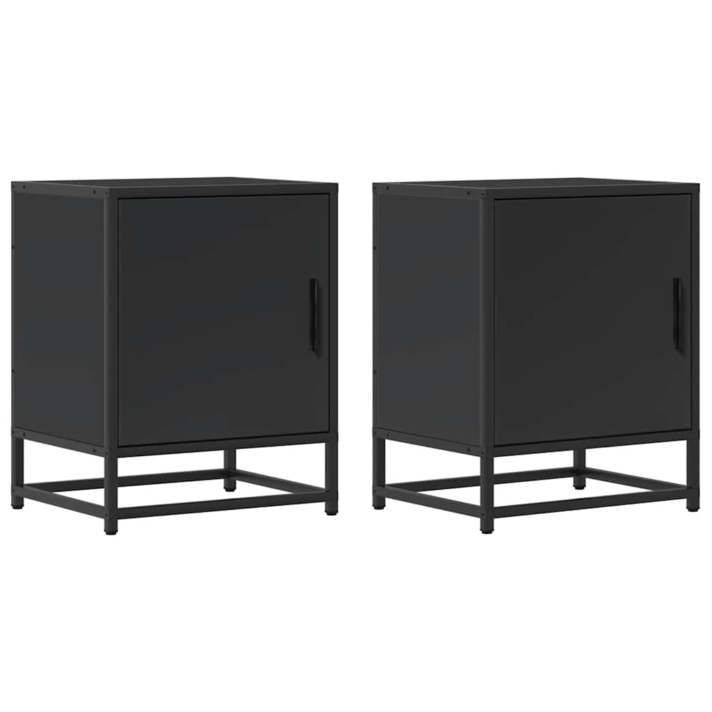Nattbord 2 Stk Svart 40X31X50 Cm Heltre Furu Og Metall