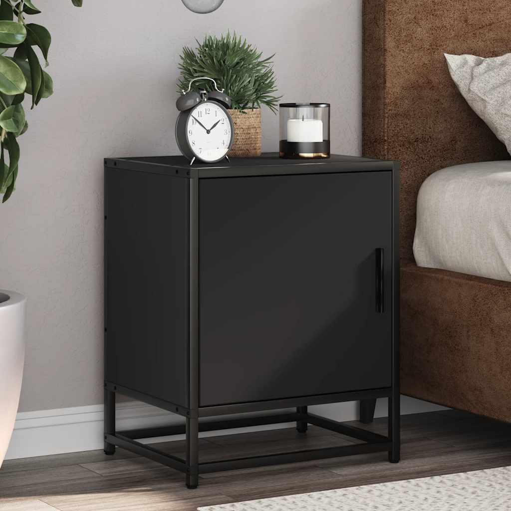 Nattbord 2 Stk Svart 40X31X50 Cm Heltre Furu Og Metall
