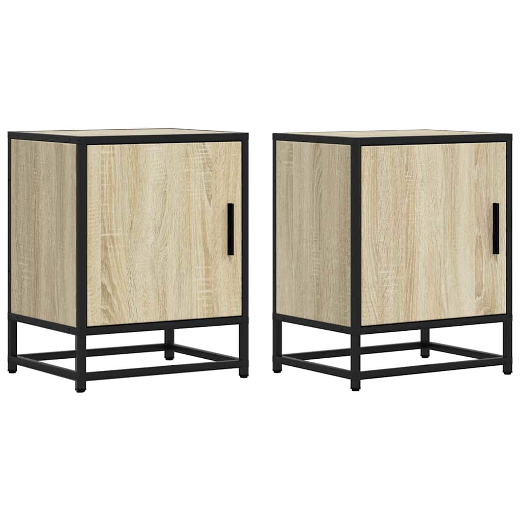 Nattbord 2 Stk Sonoma Eik 40X31X50 Cm Konstruert Tre Og Metall