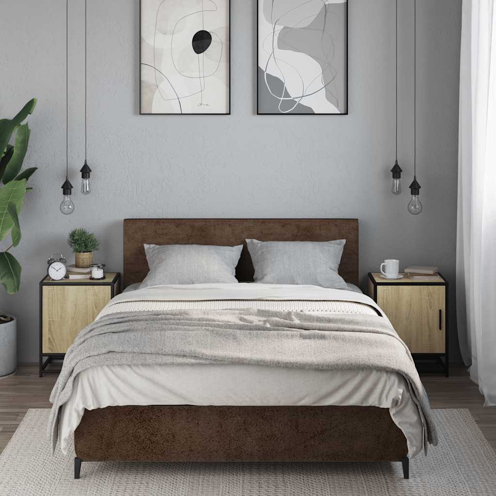 Nattbord 2 Stk Sonoma Eik 40X31X50 Cm Konstruert Tre Og Metall