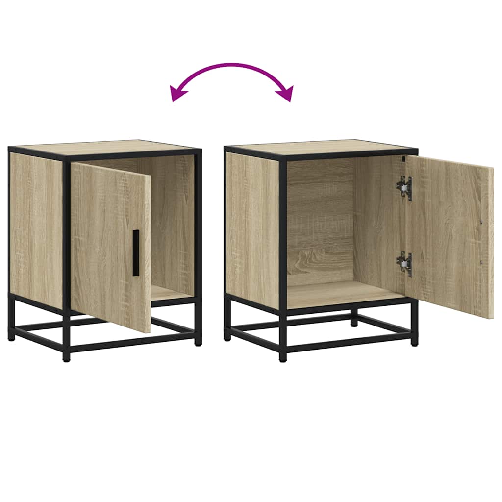 Nattbord 2 Stk Sonoma Eik 40X31X50 Cm Konstruert Tre Og Metall