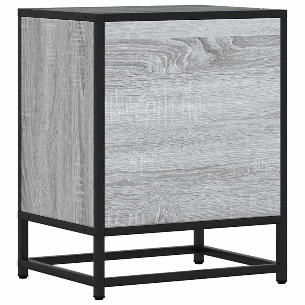 Nattbord 2 Stk Grå Sonoma 40X31X50 Cm Konstruert Tre Og Metall