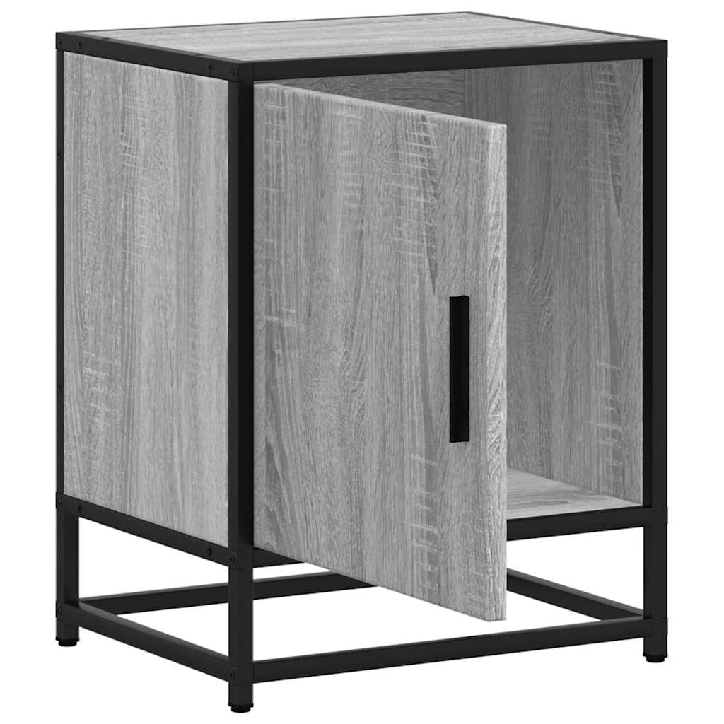 Nattbord 2 Stk Grå Sonoma 40X31X50 Cm Konstruert Tre Og Metall