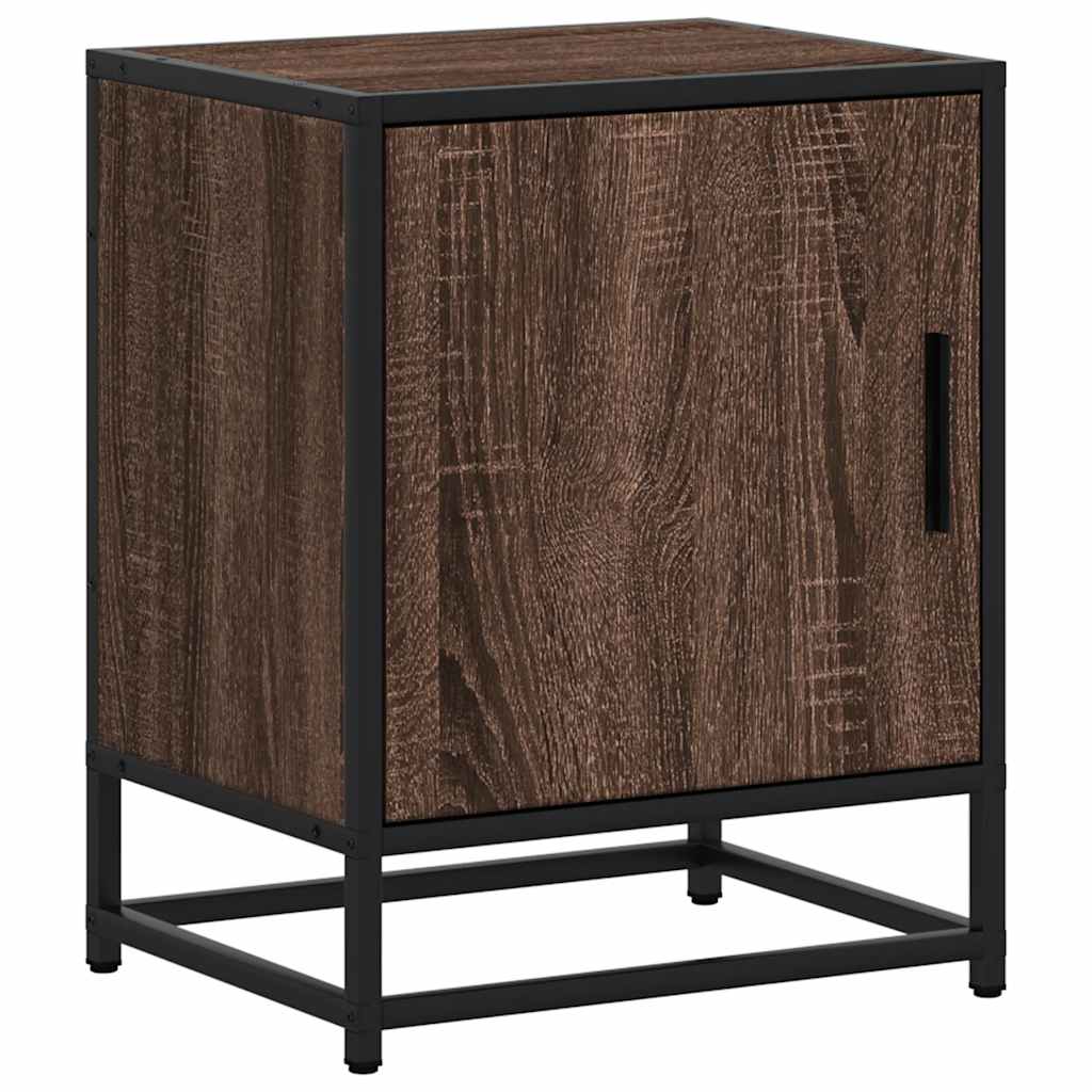 Nattbord Brun Eik 40X31X50 Cm Konstruert Tre Og Metall
