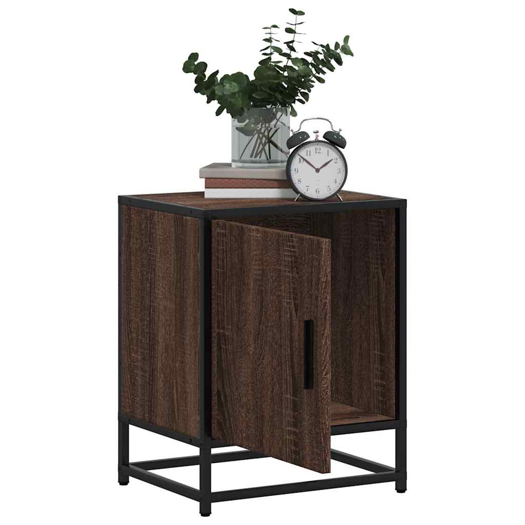 Nattbord Brun Eik 40X31X50 Cm Konstruert Tre Og Metall