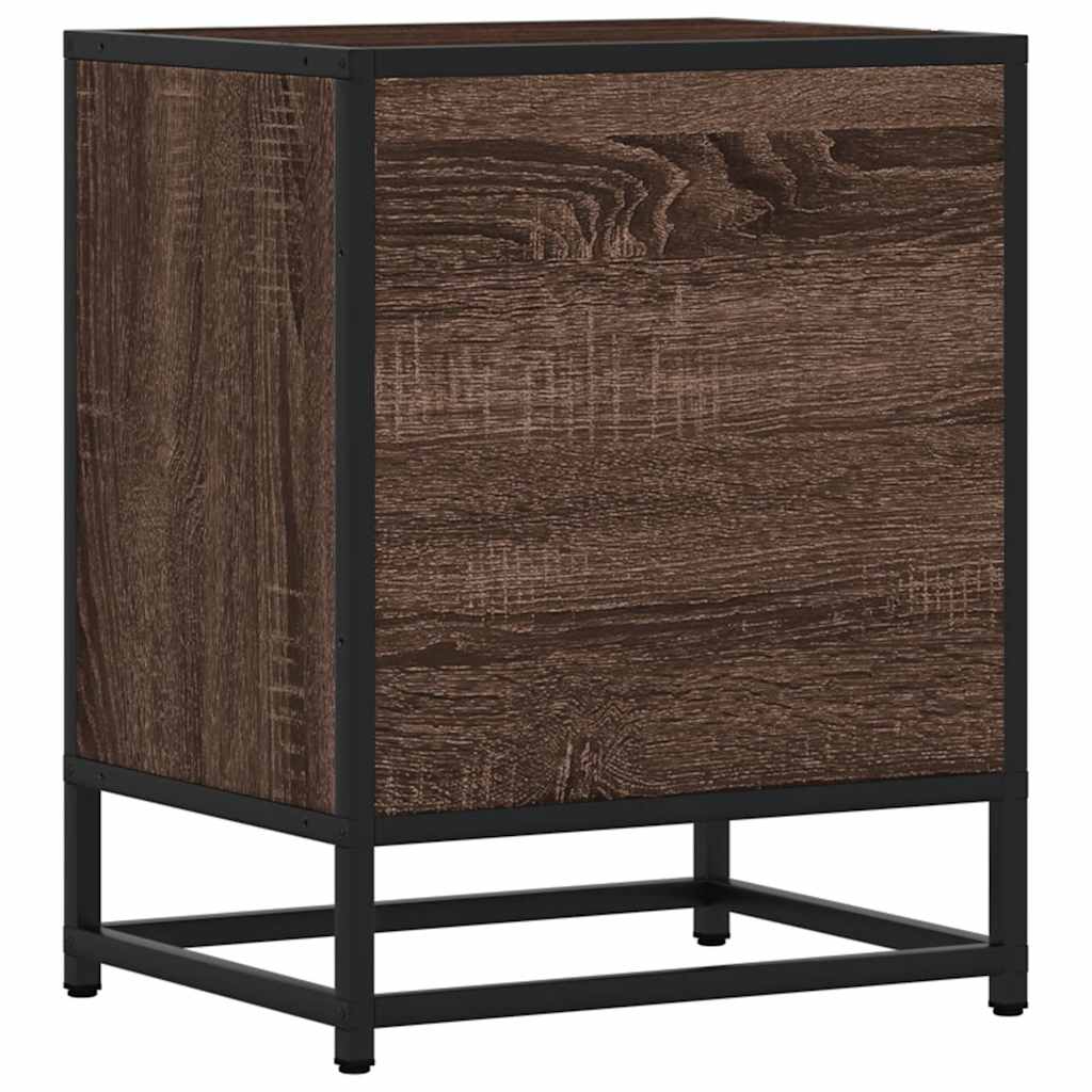 Nattbord Brun Eik 40X31X50 Cm Konstruert Tre Og Metall