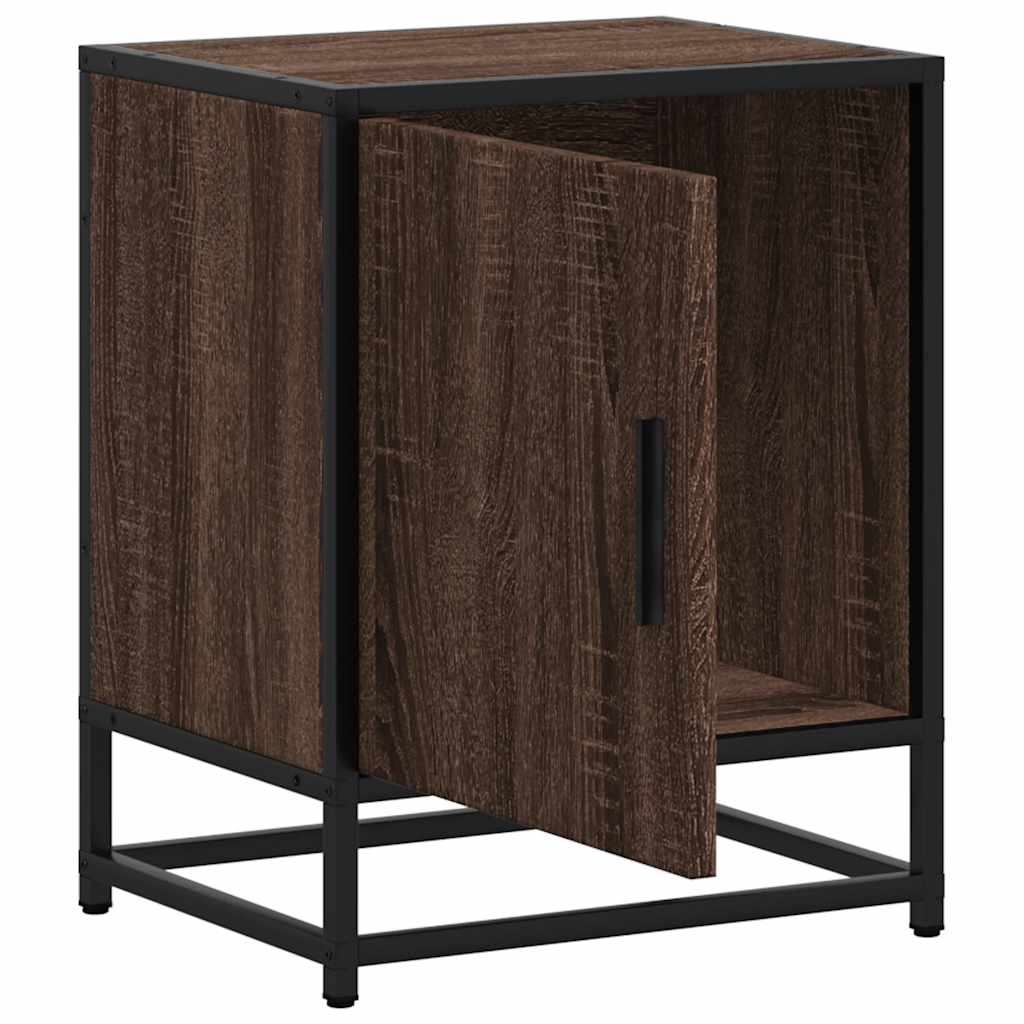 Nattbord Brun Eik 40X31X50 Cm Konstruert Tre Og Metall