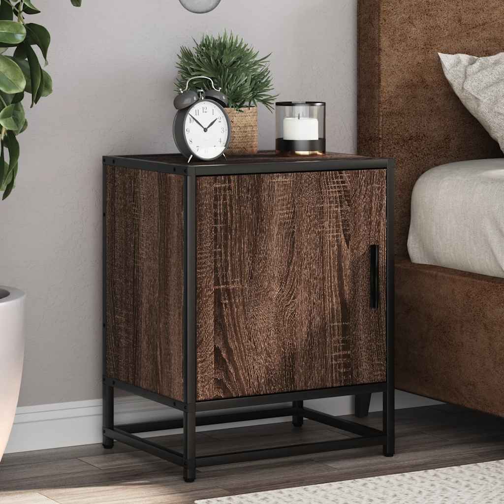 Nattbord Brun Eik 40X31X50 Cm Konstruert Tre Og Metall