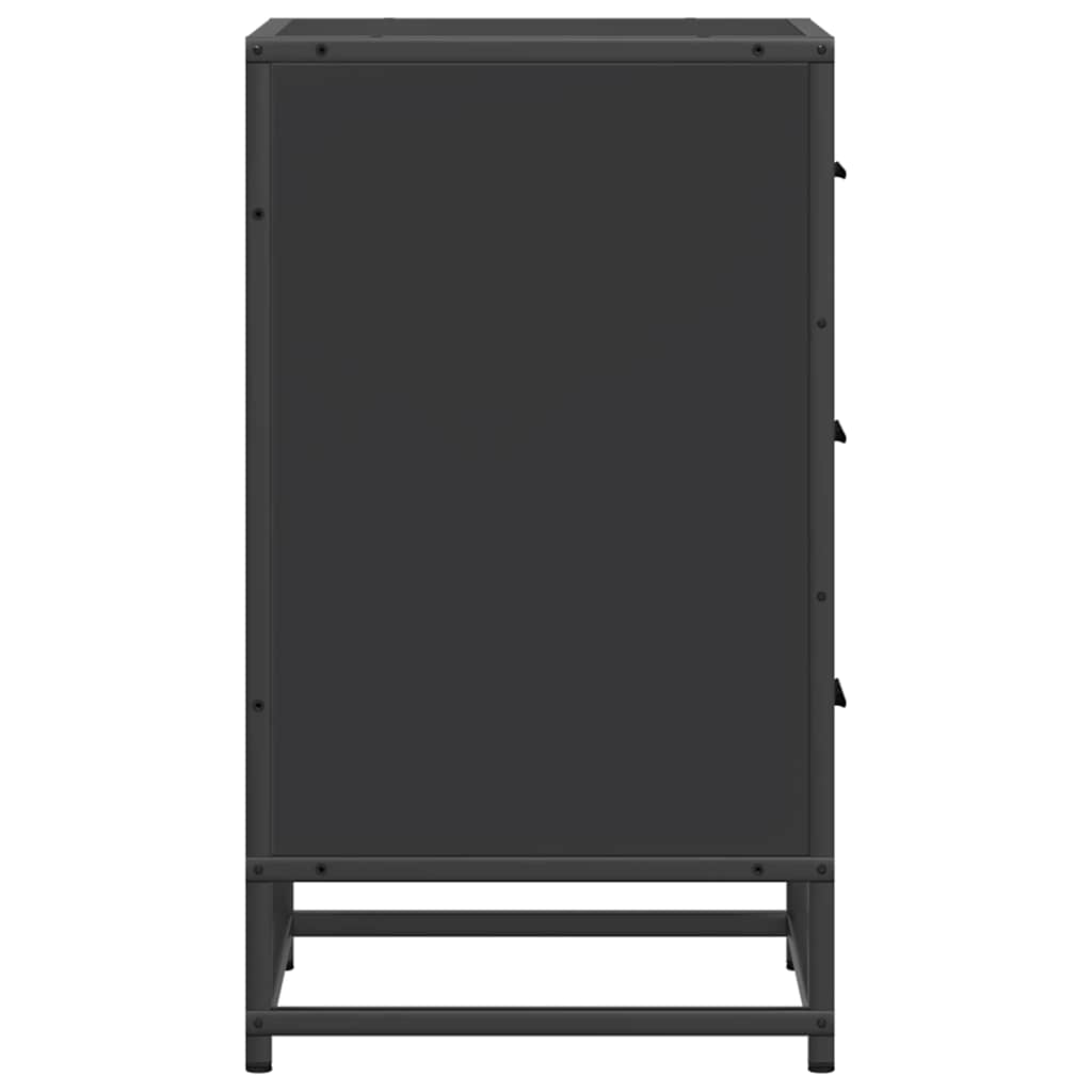 Nattbord Svart 40X34,5X60 Cm Konstruert Tre Og Metall