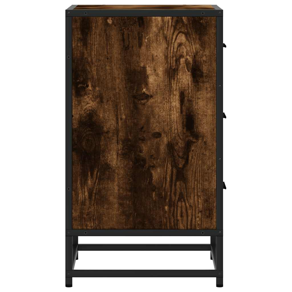 Nattbord Røkt Eik 40X34,5X60 Cm Konstruert Tre Og Metall
