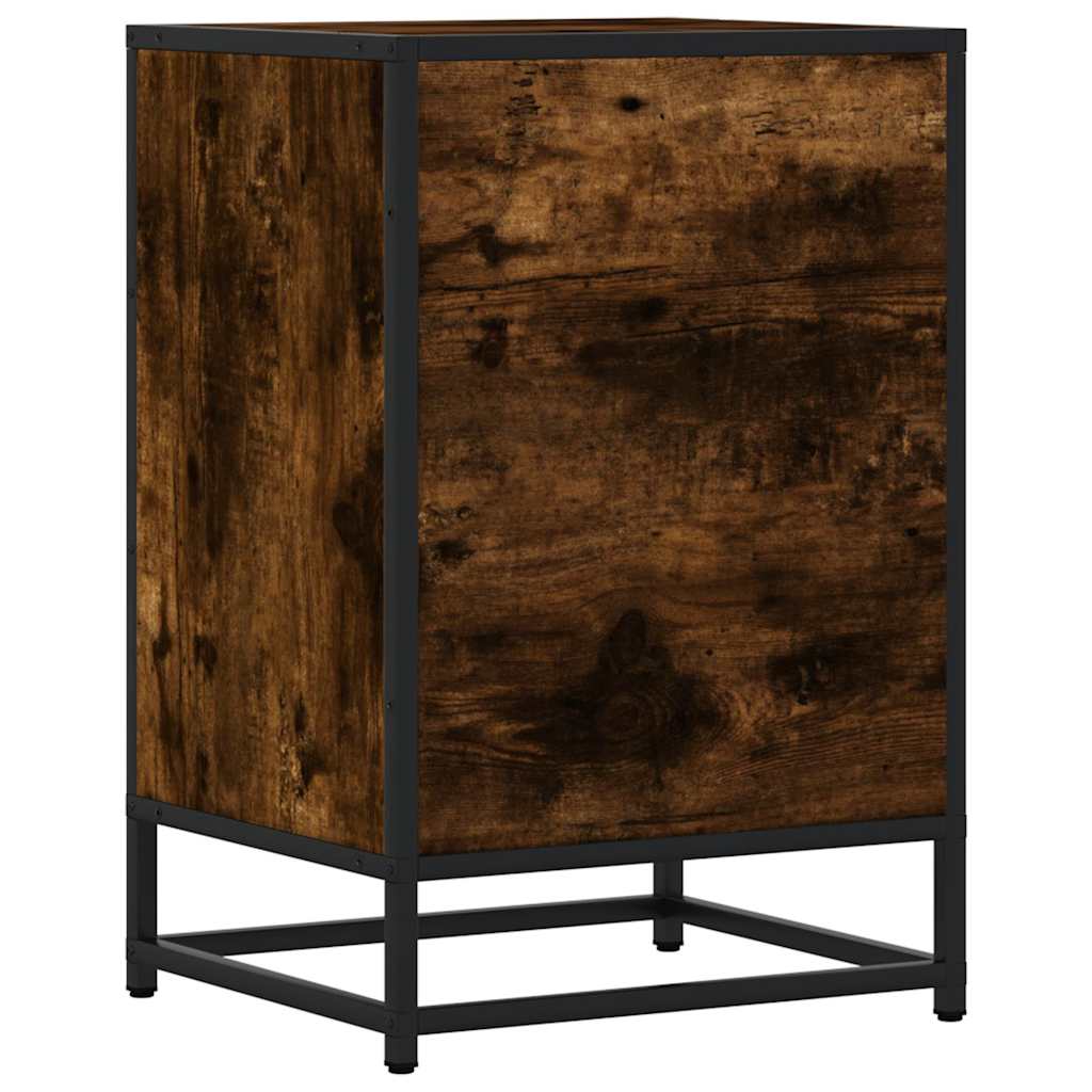 Nattbord Røkt Eik 40X34,5X60 Cm Konstruert Tre Og Metall