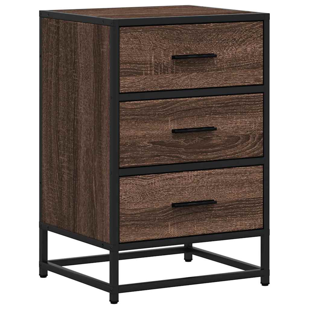 Nattbord Brun Eik 40X34,5X60 Cm Konstruert Tre Og Metall