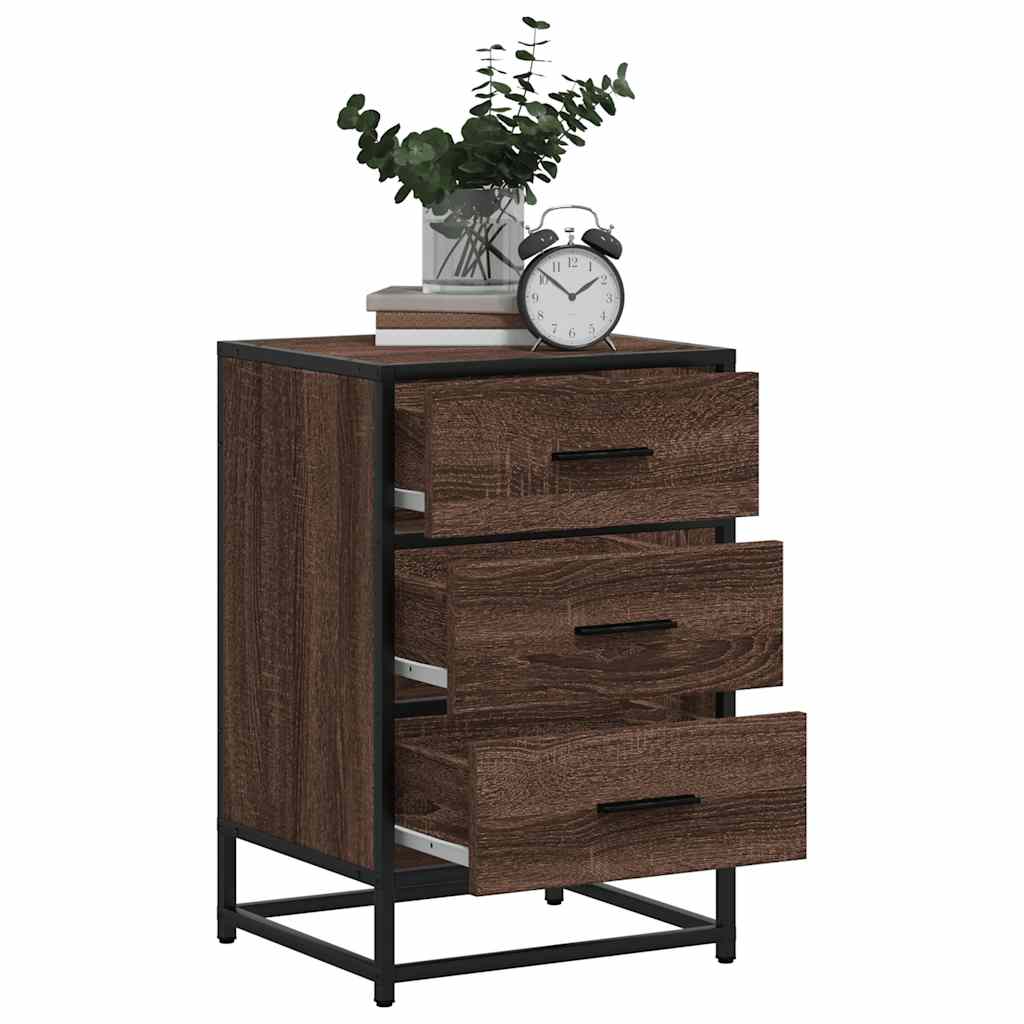 Nattbord Brun Eik 40X34,5X60 Cm Konstruert Tre Og Metall