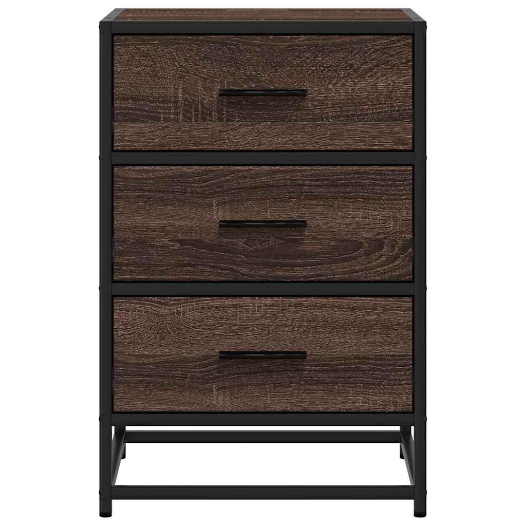 Nattbord Brun Eik 40X34,5X60 Cm Konstruert Tre Og Metall