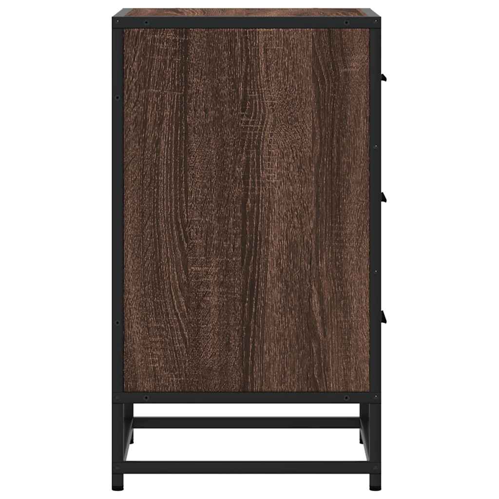 Nattbord Brun Eik 40X34,5X60 Cm Konstruert Tre Og Metall