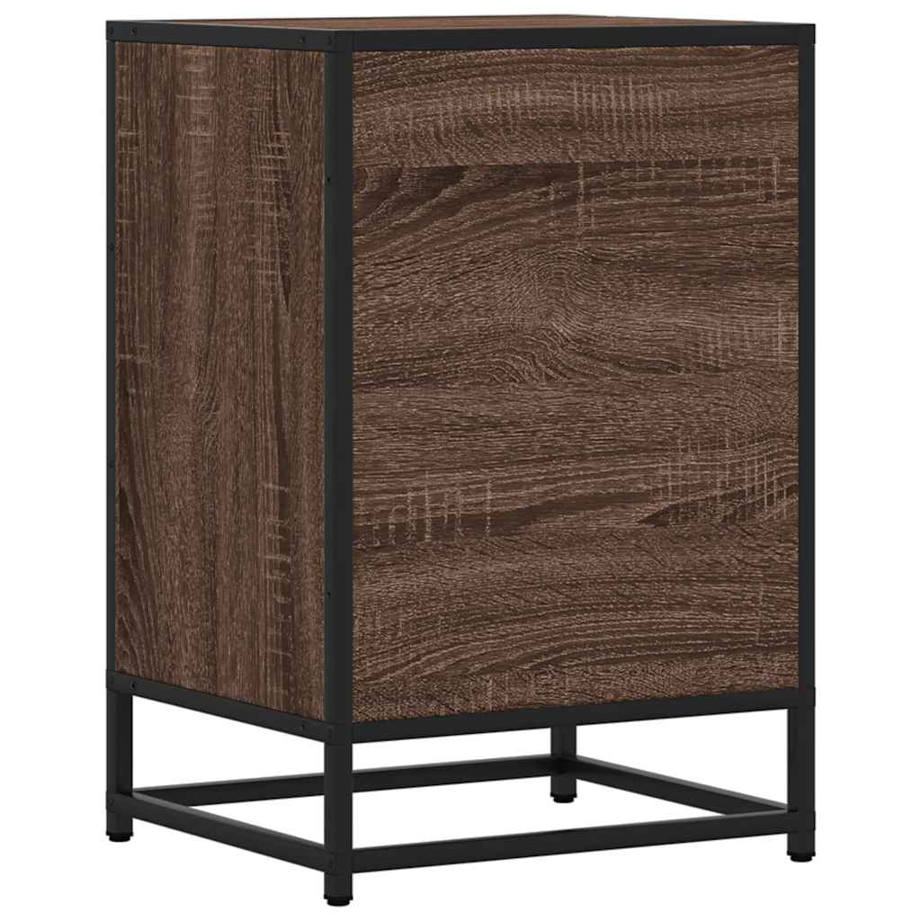 Nattbord Brun Eik 40X34,5X60 Cm Konstruert Tre Og Metall