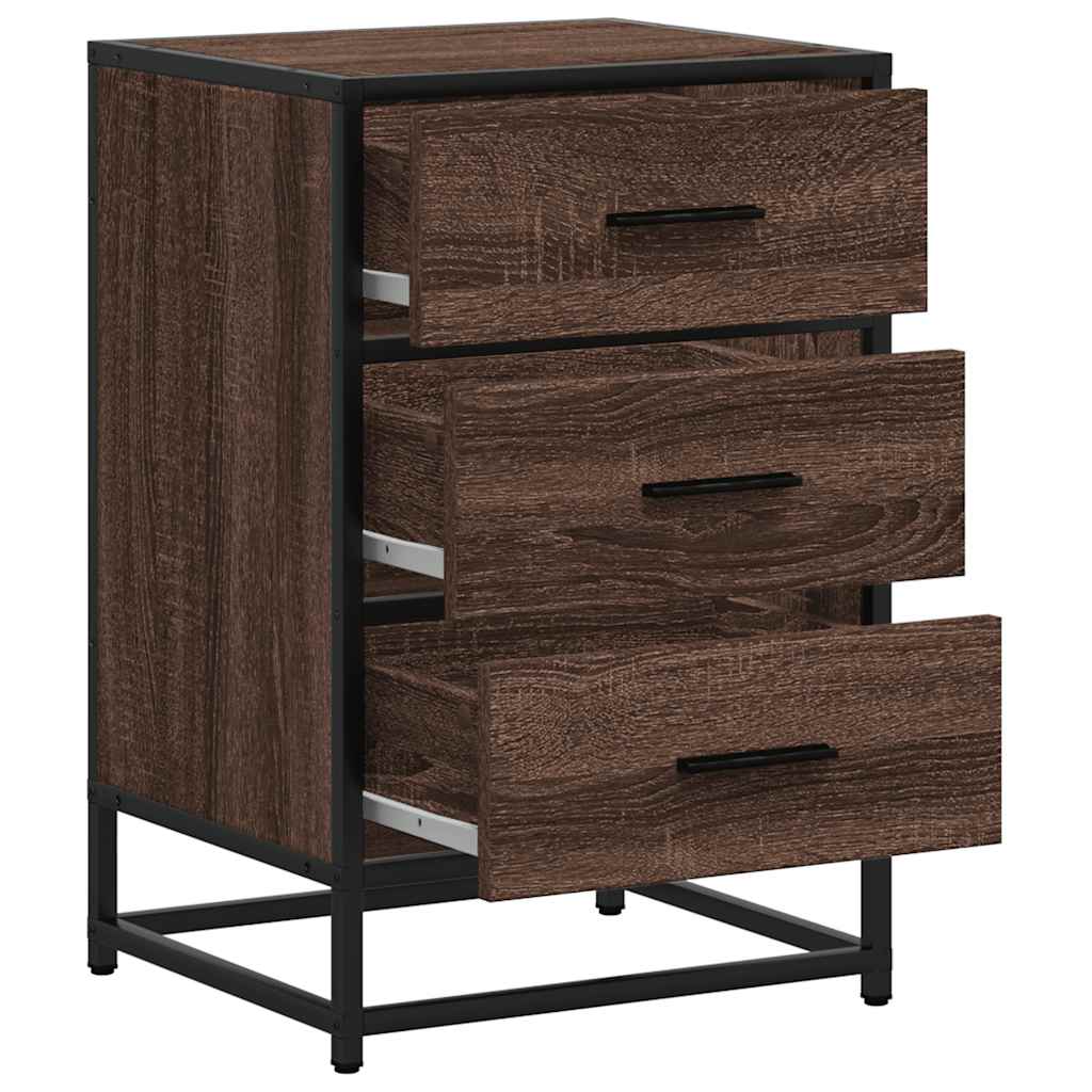 Nattbord Brun Eik 40X34,5X60 Cm Konstruert Tre Og Metall