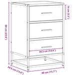 Nattbord Brun Eik 40X34,5X60 Cm Konstruert Tre Og Metall