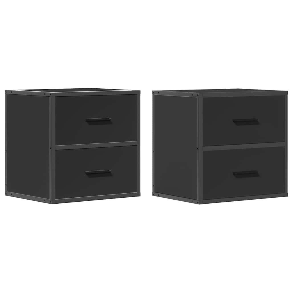 Veggmonterte Nattbord 2 Stk Svart 40X31X39,5 Cm