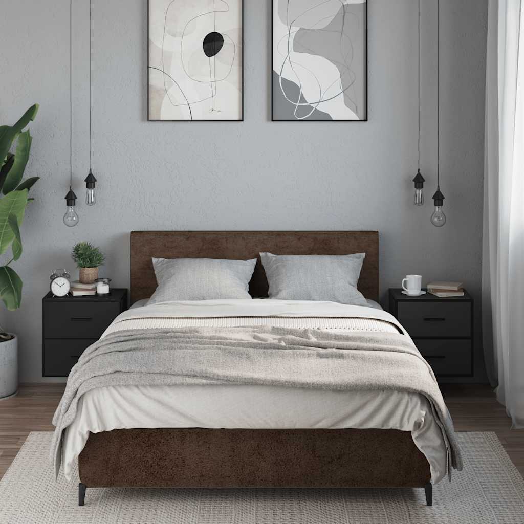 Veggmonterte Nattbord 2 Stk Svart 40X31X39,5 Cm