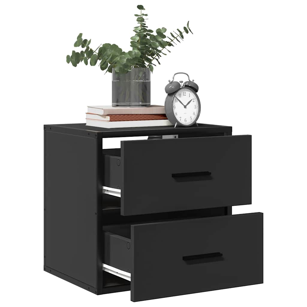 Veggmonterte Nattbord 2 Stk Svart 40X31X39,5 Cm